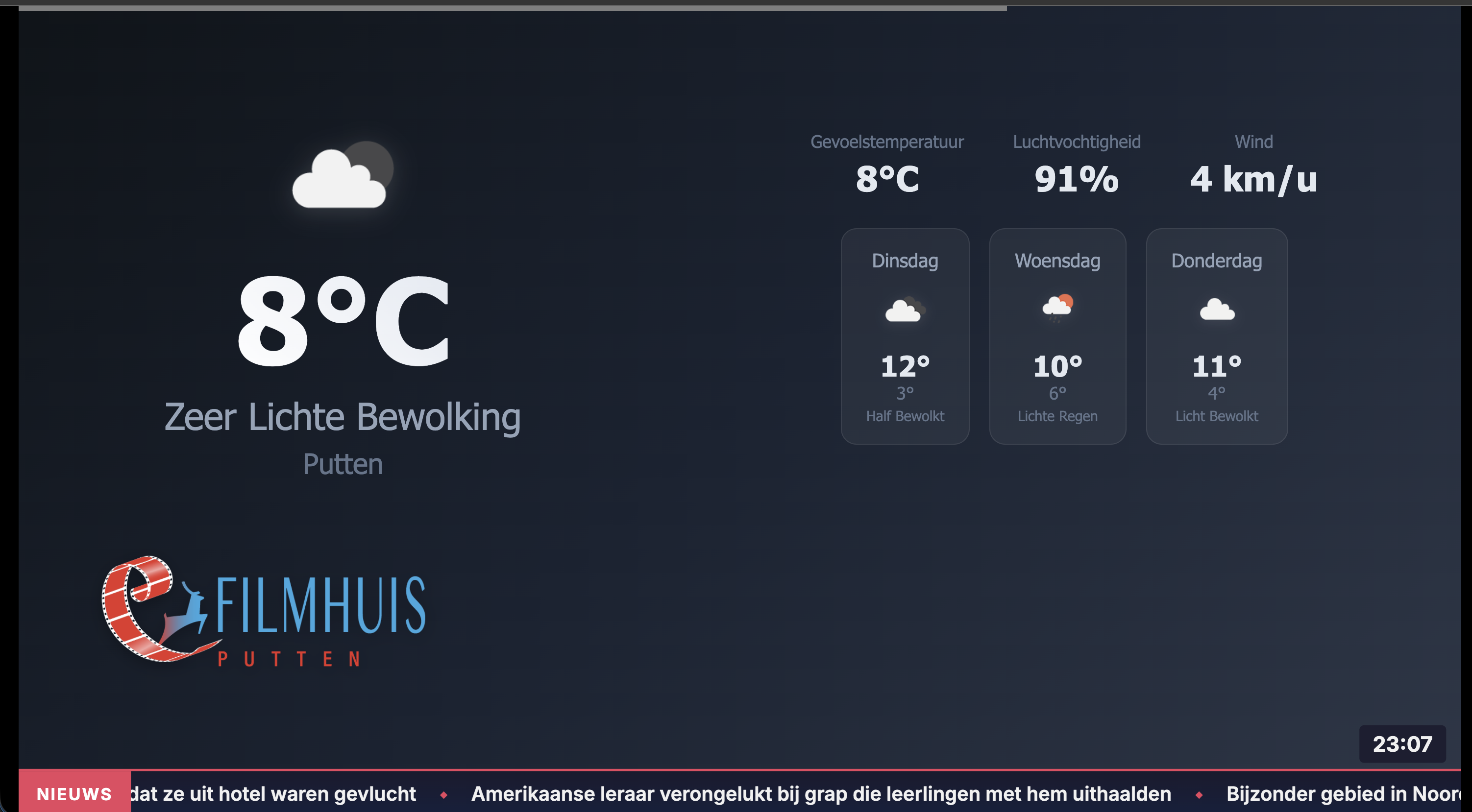 Live weer & nieuws scherm